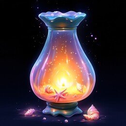 梦幻花朵装饰的发光油灯