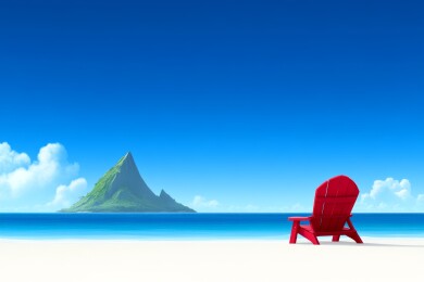 海滩红椅风景
