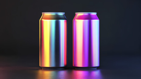 银白与粉色渐变铝罐