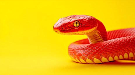 红色蛇与黄色背景