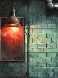 墙上复古铁钳与工业壁灯