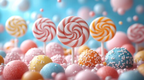 多彩缤纷的各式美味糖果