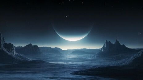 太空暗色天体与冰原景观