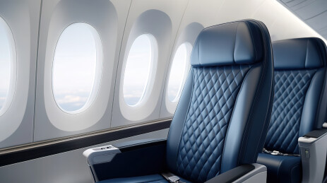 民用航空客机内部的一排座位