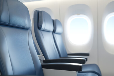 民用航空客机内部的一排座位