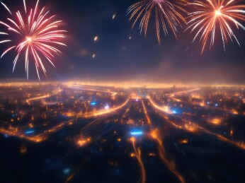 春节烟花插画背景