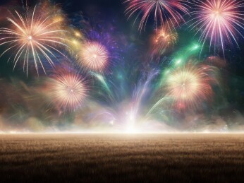 春节烟花插画背景