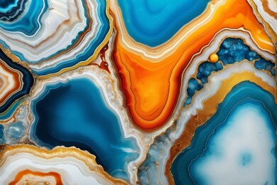 流彩斑斓的玛瑙切片
绚丽多彩的矿物纹理