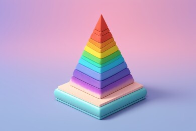 彩虹色阶梯金字塔
渐变色立体几何堆叠