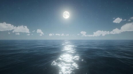 月夜海面静谧景象