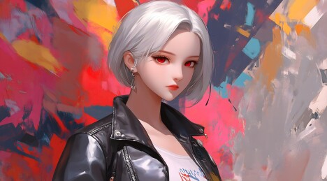 冷酷白发女孩画像