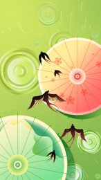 二十四节气之春天的清明节气小雨中撑伞漫步