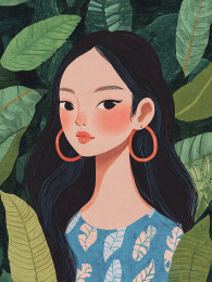 清新治愈系少女插画