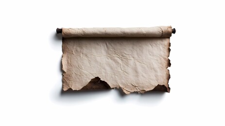 古老卷边破损的陈旧纸张