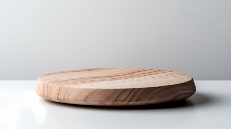 浅色木纹圆形木质托盘