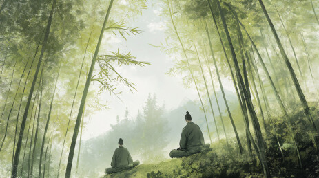 竹林打坐冥想
