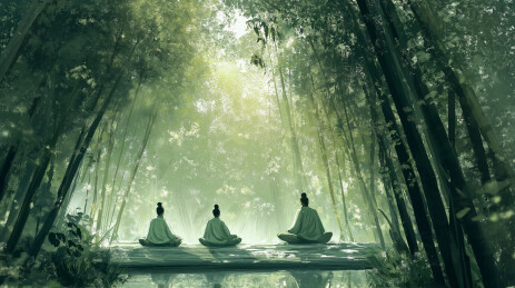 竹林打坐冥想