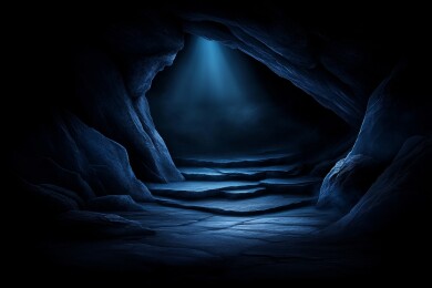 幽暗洞穴阶梯光束