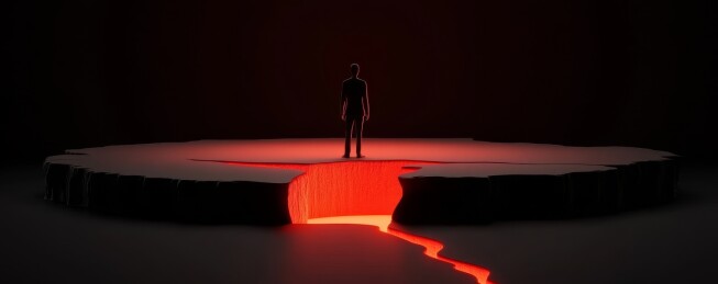 深渊边缘的孤独身影