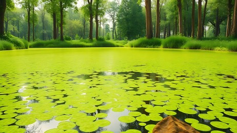 绿色荷塘静谧自然风光