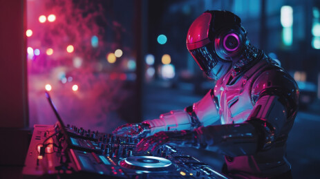 机器人DJ在夜店打碟