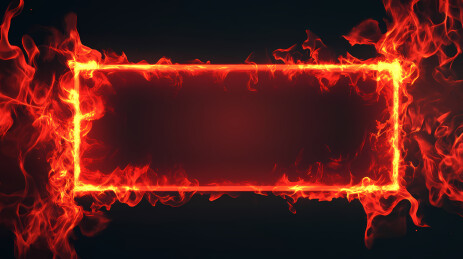 火焰包围的矩形物体