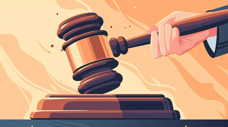 法官审判锤法槌插画