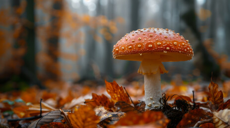 森林中的毒蝇伞