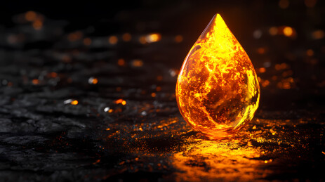 炽热火滴与黑色岩石