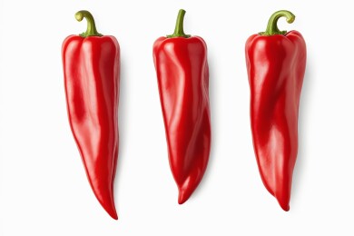 白色背景有三个红辣椒高清图片