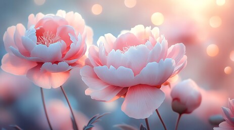 淡粉白牡丹花