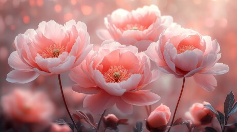 淡粉白牡丹花
