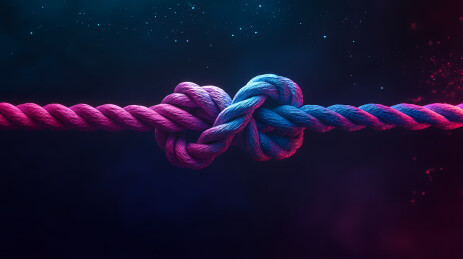 紫蓝绳子打结与光点