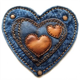 心形蓝色牛仔布贴片