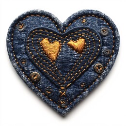 心形蓝色牛仔布贴片