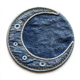 新月形蓝色牛仔布贴片