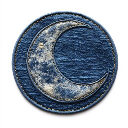 新月形蓝色牛仔布贴片