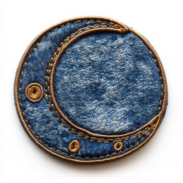 新月形蓝色牛仔布贴片
