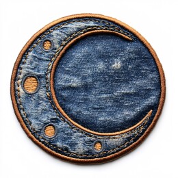 新月形蓝色牛仔布贴片