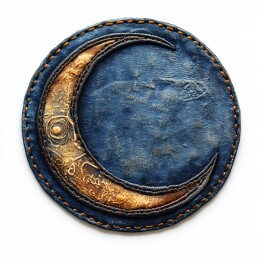 新月形蓝色牛仔布贴片