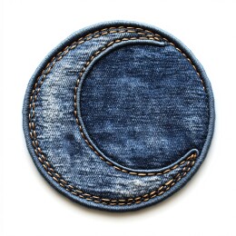 新月形蓝色牛仔布贴片