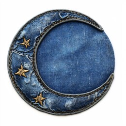 新月形蓝色牛仔布贴片