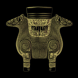 华夏流落海外国宝青铜器双羊尊矢量手绘线稿