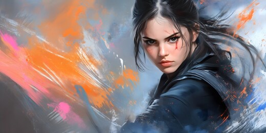 冷艳女战士画像