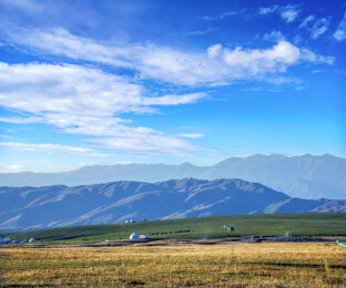 中国新疆伊犁那拉提草原亚高山草甸航拍