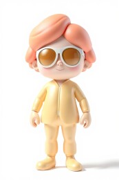 一个玩具上面一头粉红色的头发和太阳镜高清