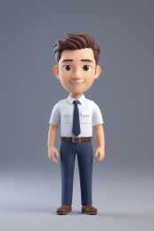 穿着衬衫和领带的卡通男人特写高清图片