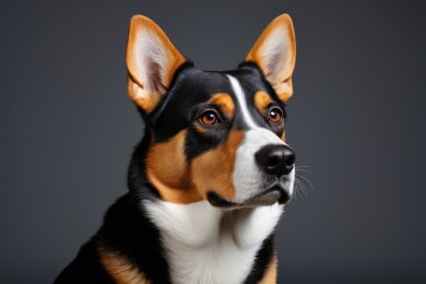 一只狗看着镜头脸上带着悲伤的表情高清图片