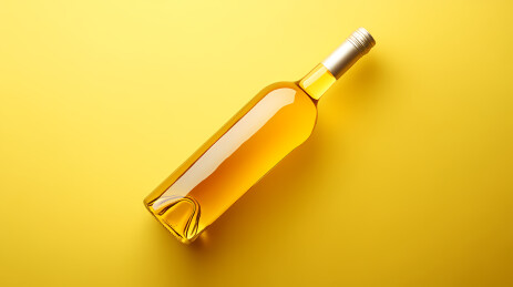 黄色酒液与透明酒瓶