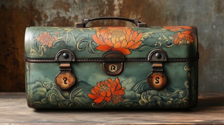 复古花卉手提箱的艺术